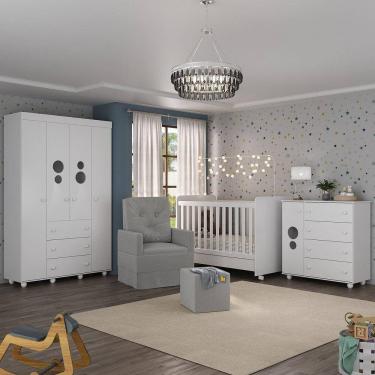 Imagem de Quarto Completo com Colchão, Poltrona de Amamentação e Puff Pimpolho Multimóveis MP4103