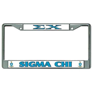 Imagem de Moldura de placa de carro cromada Sigma Chi