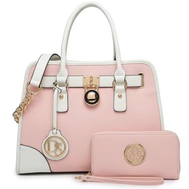 Imagem de Dasein Bolsas femininas com alça superior bolsa de ombro bolsa Hobo bolsa de trabalho conjunto 2 peças, 04 Cor simples rosa novo