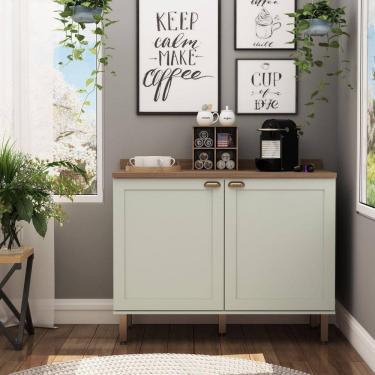 Imagem de Balcão Cantinho do Café Tampo MDF Iluminata Genialflex Verde Mint/Ébano