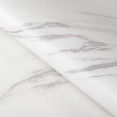 Imagem de FunStick Papel de parede removível à prova d'água papel de parede de vinil autoadesivo mármore mármore branco 91,44 cm x 508,04 cm papel de parede à prova d'água removível papel de parede mármore para mesa de banheiro fosco grosso
