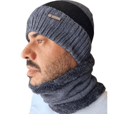 Imagem de Touca Com Gola Cachecol Forrada Térmica Proteção Inverno 