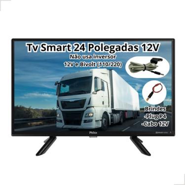 Imagem de Tv Smart Digital 24 Polegadas Caminhão 12v Led Hd 110/220v  Televisão Full Philco Wifi Caminhoneiro Carreta Van Trailer