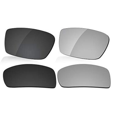 Imagem de LenzReborn Lente polarizada de substituição para óculos de sol Oakley Gascan OO9014 - preto escuro + cinza prateado