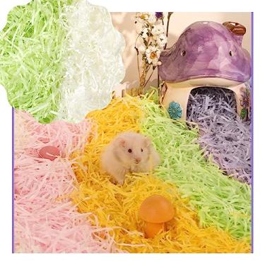 Imagem de MANON ROSA Roupa de cama para animais pequenos, material de papel de ninho de hamster, aconchegante e seguro para pássaros, porquinho-da-índia, chinchila, ratos e ratos (verde branco)