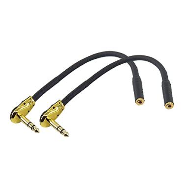 Imagem de WJSTN Cabo adaptador de ângulo reto 1/4 TRS para 3,5 mm 6,35 mm macho 1/4 para 3,5 mm 1/8 fêmea adaptador de fone de ouvido estéreo 6,35 mm pacote com 2