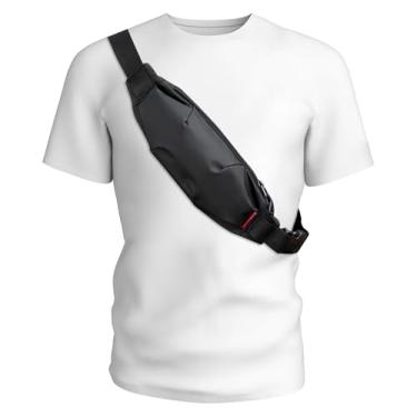 Imagem de Pochete preta transversal masculina e feminina, bolsa de cinto com alça ajustável, 4 bolsos com zíper, pochete de cintura, bolsa transversal, bolsa de quadril, treino, caminhadas, viagens, corrida