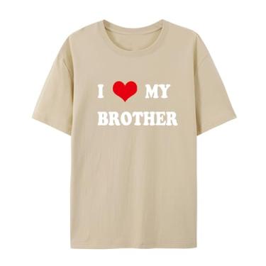 Imagem de Camiseta unissex de manga curta I Love My Brother para homens e mulheres, Arena, M