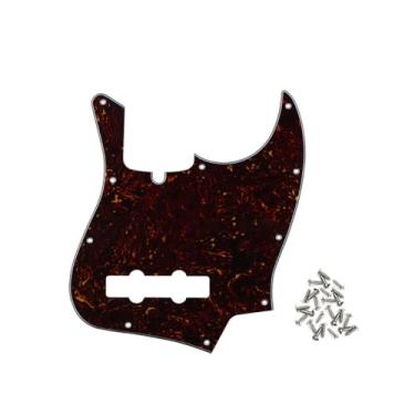 Imagem de ROZILO Pickguard Jazz Bass Pickguard de guitarra de 10 furos para para-lama de 4 cordas Jazz Bass estilo moderno tartaruga escura