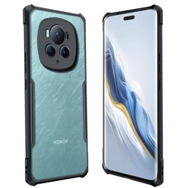 Imagem de Ltezixal Capa de telefone preta transparente compatível com Honor Magic 6 Pro | À prova de quedas, à prova de suor, à prova de impressões digitais, à prova de choque, protetora, serve para Honor Magic