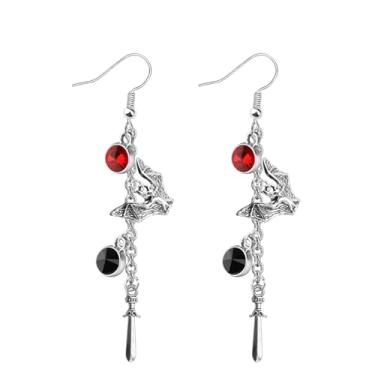 Imagem de FAADBUK Brinco inspirado no BG3 Astarion Lover Gift Vampire Merchandise Bat Fan Gift, Small, Metal, não