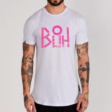 Imagem de Camiseta Buh Logo Lines Branca e Rosa-Masculino
