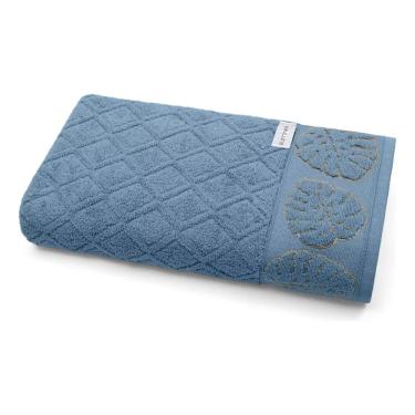 Imagem de Toalha Banho Felpuda Jacquard Nature Relevo Azul Petroleo
