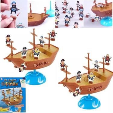Imagem de KIT 2 Jogo Se Segura Pirata Brinquedo De Equilíbrio BARCO + 38 ACESSORIOS Interativo Para Crianças TABULEIRO NAVIO SALTA ESTIMULA CONCENTRAÇÃO DIVERSÃO EM FAMILIA