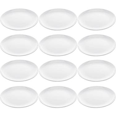 Imagem de Conjunto de 12 Pratos de Melamina Brancos 25,5cm para Servir Petiscos Restaurantes Lyor