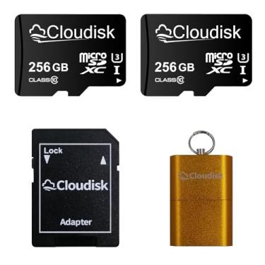 Imagem de Cloudisk Pacote com 2 cartões micro SD de 256 GB cartão de memória flash micro SDXC C10, A2, U3, UHS-I (256GB)