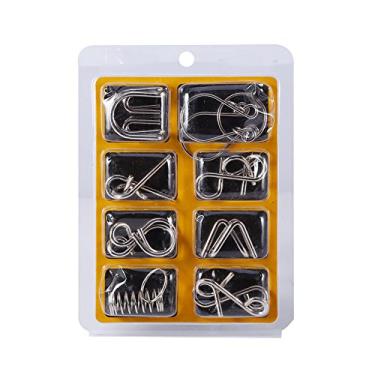Imagem de Conjunto de quebra-cabeças de fio de metal, teste de QI de fio de metal, brinquedo educativo de aço de alto carbono para truques de mágico, brinquedo de melhoria de pensamento criativo para crianças para meninos adultos