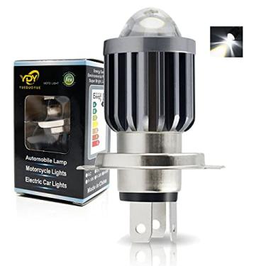 Imagem de YSY 1 peça H4 lâmpadas de farol de motocicleta LED Hi Lo beam motocicleta 6000K Scooter branco acessórios ATV lente condensação faróis de neblina (H4, branco)