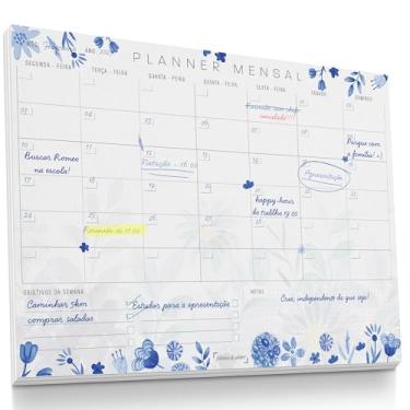 Imagem de Planner Agenda Mensal Floral Azul - 50 folhas - tamanho A4