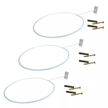 Imagem de Kit 03 Suporte Bola Pilates ou Suiça Branco + Parafuso E Buchas Reforçado