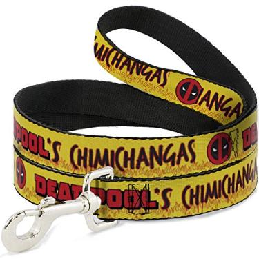Imagem de Coleira para cães Deadpools Chimichangas Chimichangas amarelo preto vermelho 1,8 m de comprimento 1,27 cm de largura