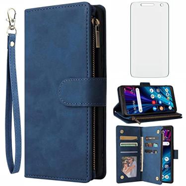 Imagem de Asuwish Compatível com Alcatel TCL A3X A600DL capa carteira e protetor de tela de vidro temperado capa flip de couro suporte de cartão acessórios celulares capas de telefone para TCLA3X TLC AX3 600DL