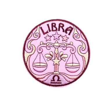 Imagem de Ruoming 1 peça (8 cm), adesivos circulares de Libra, passar a ferro ou costurar na constelação de Libra (Libra)