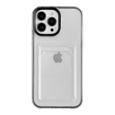 Imagem de Caseative Capa para iPhone 13 Pro Max, porta-cartões cor doce transparente à prova de choque macio compatível com capa para iPhone (preta, iPhone 13 Pro Max)