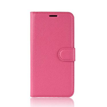 Imagem de NEKOYA Capa MEIZU 16XS, capa carteira flip de couro PU premium com compartimento para cartão, suporte e fecho magnético [capa interior TPU à prova de choque] compatível com MEIZU 16XS rosa vermelha