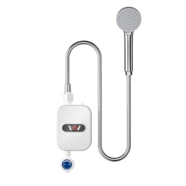 Imagem de YYGJYGOO Aquecedor elétrico de água para chuveiro, aquecedor de água quente instantâneo sem tanque com visor LCD, conjunto de chuveiro termostático pequeno para cozinha