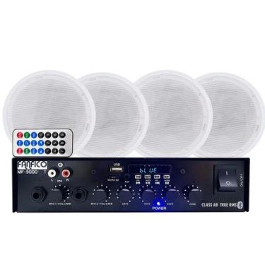 Imagem de 4 Arandelas Branca 55w Som Ambiente Receiver Bluetooth Casa - FANFICO