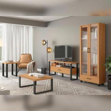 Imagem de Conjunto Sala de Estar Industrial 4 Peças Dalla Costa MDF - Pradel SE,