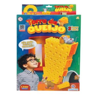 Imagem de Jogo Recreativo Multijogadores Torre de Queijo 3 Jogos em 1 Polibrinq 