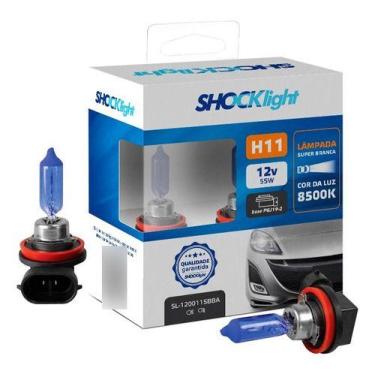 Imagem de Par lampada halogena super branca h11 12v 55w shocklight 120011sbba