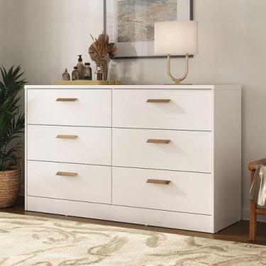 Imagem de Cômoda Divino 6 Gavetas 100% Mdf Branca - Manbel, Branco, Moderno
