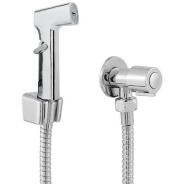 Imagem de Ducha Higiênica Gatilho Lisboa Botão ON/OFF + Engate Flexível Aço Inox