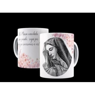 Imagem de Caneca Porcelana Católica Oh Maria Concebida Sem Pecado - Villa Caneca