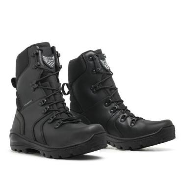 Imagem de Coturno Militar Masculino Couro Cano Alto Acero Resistente, 42, Preto