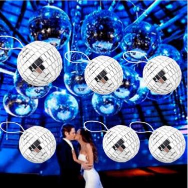 Imagem de Kit 6 Bola Espelho Vidro Refletivo Rotativo 5cm Para Festa Discoteca N