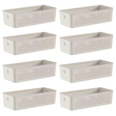 Imagem de 8x Cestos 4,5L Organizador OU Flow Bege 9cm x 15cm x 34cm