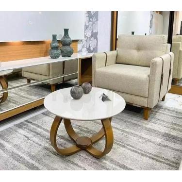 Imagem de Mesa De Centro Redonda Cebola Decorativa Luxo Branca - JONIEL DECORAÇÕ