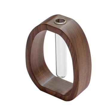 Imagem de UxicRuya Tubo de Ensaio Vaso de Flores Plantador com Suporte de Madeira Planta Terrário Arranjo de Flores para Sala de Estar Casamento Decoração de Casa