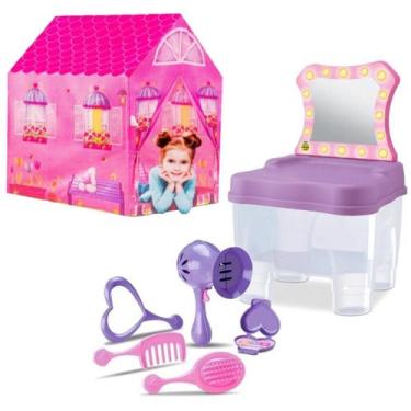 Imagem de Brinquedo Kit Penteadeira Infantil + Cabana Minha Casinha - Samba Toys