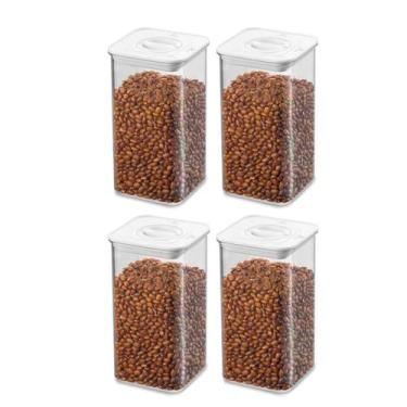 Imagem de Kit 4 Potes Hermetico Mantimento 1,3 Litros Cozinha Pratico - Injeplas
