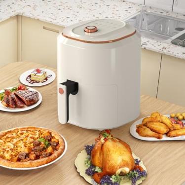 Imagem de Yangming Air Fryer, 8 Quart, 10 pré-ajustes de tela sensível ao toque que batem, assam, reaquecem e desidratam, para refeições rápidas e fáceis, cesta antiaderente e segura para lava-louças (branca)