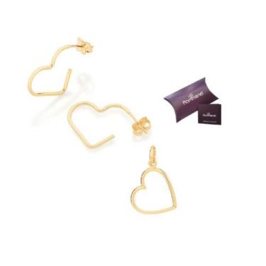 Imagem de Rommanel brinco pingente coração vazado argola 526613 542370