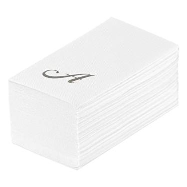 Imagem de Guardanapo de papel branco Luxenap retangular prata letra A - colocado no ar, fonte cursiva - 38,5 cm x 20 cm - caixa com 2000 unidades