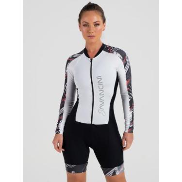 Imagem de Macaquinho Para Ciclismo Feminino Savancini Line Branco (463), PP