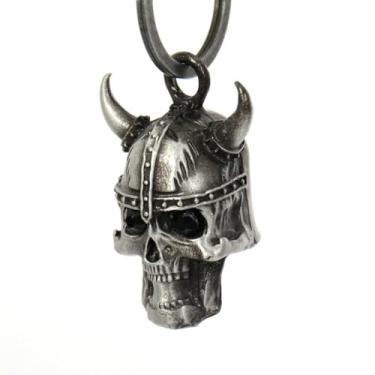 Imagem de Milwaukee Leather MLB9052 "Viking Skull Horns with Black Eyes" Sino da Boa Sorte para Motociclistas | Acessório de chaveiro para motociclistas - Tamanho único