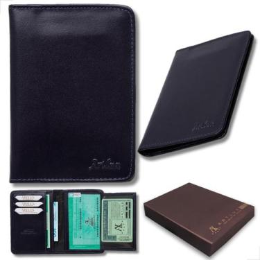 Imagem de Carteira Masculina Couro Legítimo Slim Visor Cnh Rg Dut - Artlux, Azul